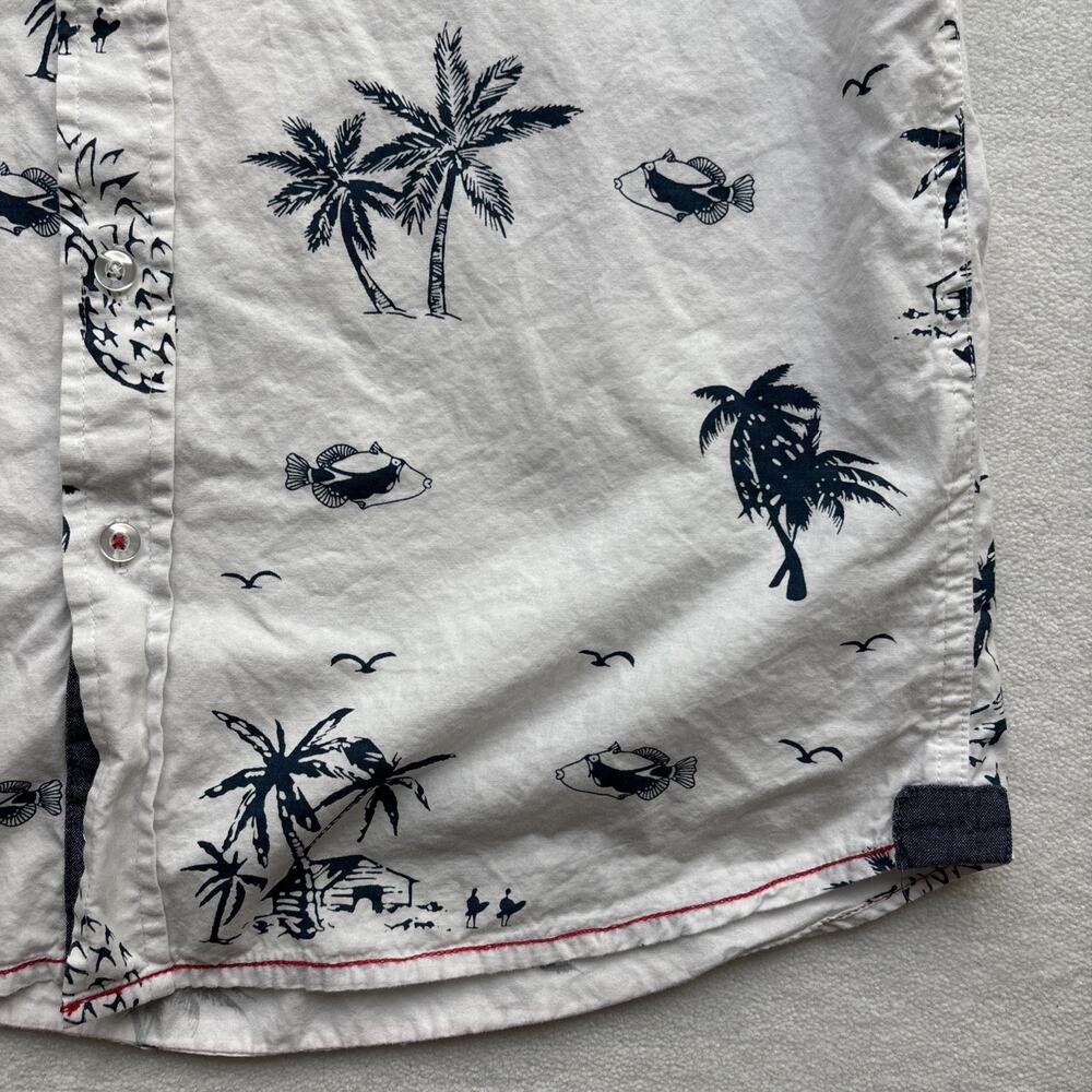 Burnside‎ Men Hawaiian Shirt Medium Short Sleeve Palm Tree Pineaple Fish - Picture 6 of 14